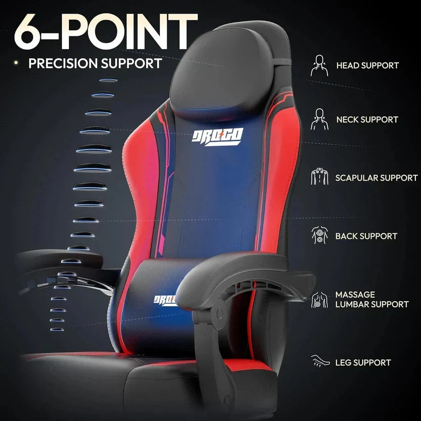 DROGO Ergonomic Gaming Chair, High Back Computer Chair with PU Leather, Linkage Arm Rest, Adjustable Height, Head & Lumbar Support Pillow | Home & Office Chair with Footrest & Recline (Onyx Red) - Digital Download